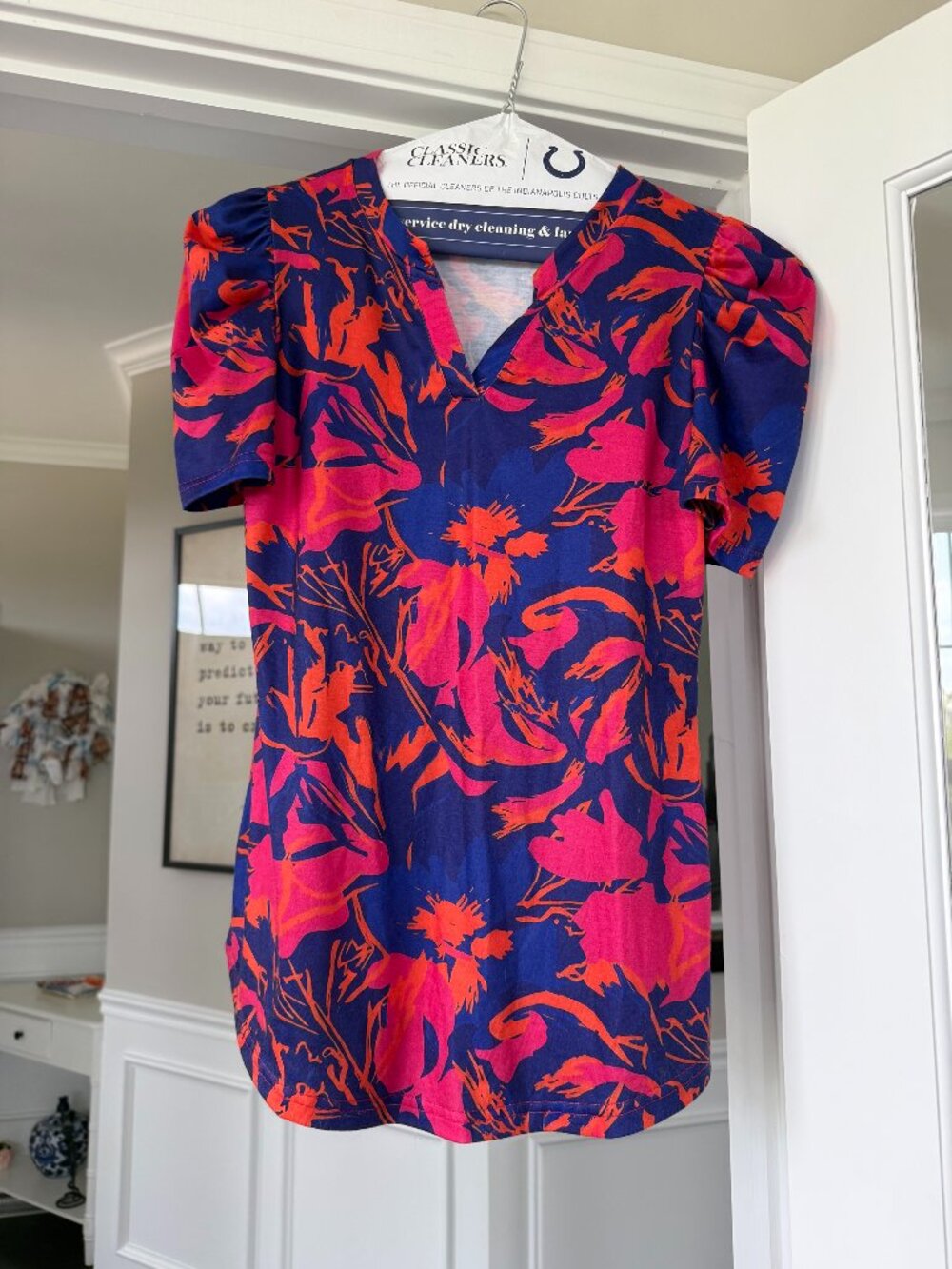 Colorful V Neck Women's Top - Small